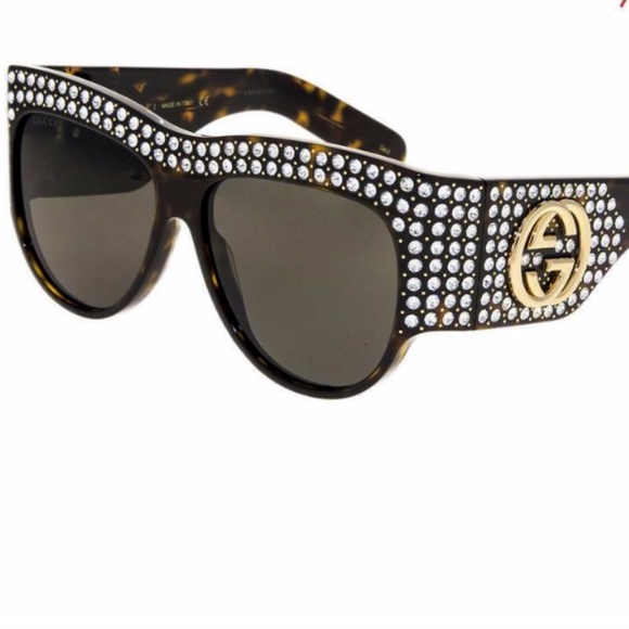 GUCCI  Acetate Crystal Oversize Hollywood Forever Sunglasses GG0144S Tor… - Picture 1 of 14